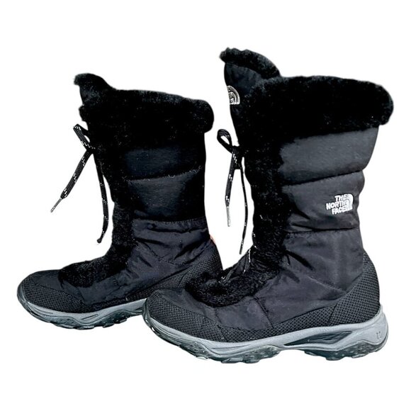 The North Face Nuptse Goosedown Mid Calf Snow Boots Faux Fur Trim Size 8.5 - Picture 7 of 10